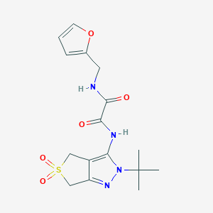 molecular formula C16H20N4O5S B2843459 N-{2-tert-butyl-5,5-dioxo-2H,4H,6H-5lambda6-thieno[3,4-c]pyrazol-3-yl}-N'-[(furan-2-yl)methyl]ethanediamide CAS No. 942007-22-9