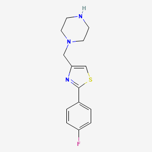 molecular formula C14H16FN3S B2843490 1-{[2-(4-Fluorophenyl)-1,3-thiazol-4-yl]methyl}piperazine CAS No. 923754-14-7