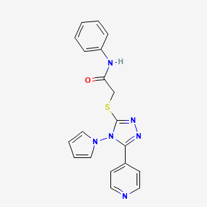 molecular formula C19H16N6OS B2843496 N-phenyl-2-{[5-(pyridin-4-yl)-4-(1H-pyrrol-1-yl)-4H-1,2,4-triazol-3-yl]sulfanyl}acetamide CAS No. 898351-39-8
