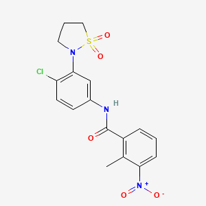 molecular formula C17H16ClN3O5S B2843501 N-(4-chloro-3-(1,1-dioxidoisothiazolidin-2-yl)phenyl)-2-methyl-3-nitrobenzamide CAS No. 941986-02-3