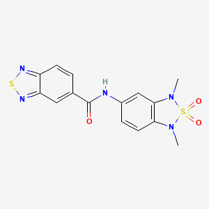 molecular formula C15H13N5O3S2 B2843503 N-(1,3-dimethyl-2,2-dioxido-1,3-dihydrobenzo[c][1,2,5]thiadiazol-5-yl)benzo[c][1,2,5]thiadiazole-5-carboxamide CAS No. 2034337-74-9