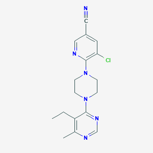 molecular formula C17H19ClN6 B2843504 5-Chloro-6-[4-(5-ethyl-6-methylpyrimidin-4-yl)piperazin-1-yl]pyridine-3-carbonitrile CAS No. 2380095-02-1