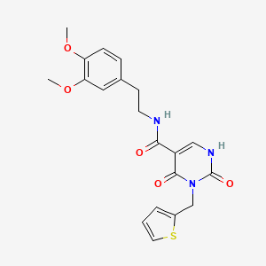 molecular formula C20H21N3O5S B2843506 N-(3,4-dimethoxyphenethyl)-2,4-dioxo-3-(thiophen-2-ylmethyl)-1,2,3,4-tetrahydropyrimidine-5-carboxamide CAS No. 1396784-66-9