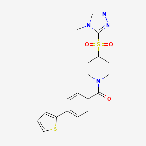 molecular formula C19H20N4O3S2 B2843534 4-[(4-methyl-4H-1,2,4-triazol-3-yl)sulfonyl]-1-[4-(thiophen-2-yl)benzoyl]piperidine CAS No. 1448128-82-2