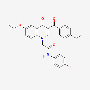 molecular formula C28H25FN2O4 B2843545 2-[6-ethoxy-3-(4-ethylbenzoyl)-4-oxo-1,4-dihydroquinolin-1-yl]-N-(4-fluorophenyl)acetamide CAS No. 895645-37-1