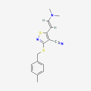 molecular formula C16H17N3S2 B2843554 5-[(E)-2-(dimethylamino)ethenyl]-3-{[(4-methylphenyl)methyl]sulfanyl}-1,2-thiazole-4-carbonitrile CAS No. 338778-59-9