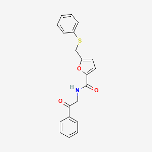 N-(2-oxo-2-phenylethyl)-5-((phenylthio)methyl)furan-2-carboxamide