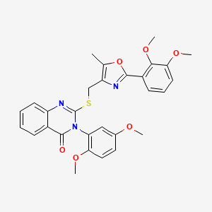 molecular formula C29H27N3O6S B2843567 3-(2,5-dimethoxyphenyl)-2-({[2-(2,3-dimethoxyphenyl)-5-methyl-1,3-oxazol-4-yl]methyl}sulfanyl)-3,4-dihydroquinazolin-4-one CAS No. 1114827-97-2