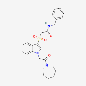 2-((1-(2-(azepan-1-yl)-2-oxoethyl)-1H-indol-3-yl)sulfonyl)-N-benzylacetamide