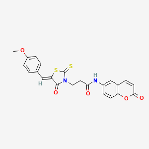 (Z)-3-(5-(4-methoxybenzylidene)-4-oxo-2-thioxothiazolidin-3-yl)-N-(2-oxo-2H-chromen-6-yl)propanamide