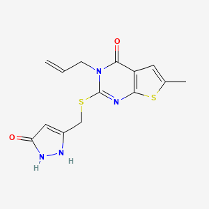3-allyl-2-(((5-hydroxy-1H-pyrazol-3-yl)methyl)thio)-6-methylthieno[2,3-d]pyrimidin-4(3H)-one