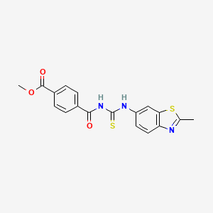 molecular formula C18H15N3O3S2 B2843606 Methyl 4-(((2-methylbenzo[d]thiazol-6-yl)carbamothioyl)carbamoyl)benzoate CAS No. 477505-33-2