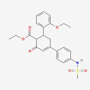 molecular formula C24H27NO6S B2843610 Ethyl 6-(2-ethoxyphenyl)-4-(4-methanesulfonamidophenyl)-2-oxocyclohex-3-ene-1-carboxylate CAS No. 867042-18-0