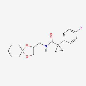 molecular formula C19H24FNO3 B2843629 N-({1,4-dioxaspiro[4.5]decan-2-yl}methyl)-1-(4-fluorophenyl)cyclopropane-1-carboxamide CAS No. 1257547-62-8