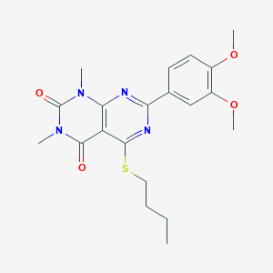 molecular formula C20H24N4O4S B2843639 5-Butylsulfanyl-7-(3,4-dimethoxyphenyl)-1,3-dimethylpyrimido[4,5-d]pyrimidine-2,4-dione CAS No. 872842-65-4