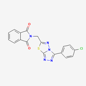 molecular formula C18H10ClN5O2S B2843640 2-((3-(4-Chlorophenyl)-[1,2,4]triazolo[3,4-b][1,3,4]thiadiazol-6-yl)methyl)isoindoline-1,3-dione CAS No. 537017-26-8