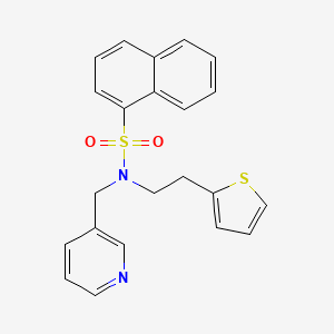 molecular formula C22H20N2O2S2 B2843645 N-(pyridin-3-ylmethyl)-N-(2-(thiophen-2-yl)ethyl)naphthalene-1-sulfonamide CAS No. 1396876-01-9
