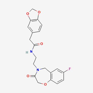 2-(benzo[d][1,3]dioxol-5-yl)-N-(2-(7-fluoro-3-oxo-2,3-dihydrobenzo[f][1,4]oxazepin-4(5H)-yl)ethyl)acetamide