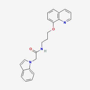 2-(1H-indol-1-yl)-N-(3-(quinolin-8-yloxy)propyl)acetamide