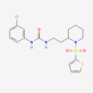 molecular formula C18H22ClN3O3S2 B2843659 1-(3-Chlorophenyl)-3-(2-(1-(thiophen-2-ylsulfonyl)piperidin-2-yl)ethyl)urea CAS No. 898416-01-8