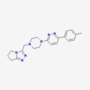 molecular formula C21H25N7 B2843662 3-[[4-[6-(4-Methylphenyl)pyridazin-3-yl]piperazin-1-yl]methyl]-6,7-dihydro-5H-pyrrolo[2,1-c][1,2,4]triazole CAS No. 2380086-81-5