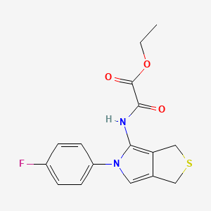 molecular formula C16H15FN2O3S B2843667 ethyl 2-((5-(4-fluorophenyl)-3,5-dihydro-1H-thieno[3,4-c]pyrrol-4-yl)amino)-2-oxoacetate CAS No. 1172080-99-7