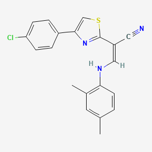 molecular formula C20H16ClN3S B2843670 (Z)-2-(4-(4-chlorophenyl)thiazol-2-yl)-3-((2,4-dimethylphenyl)amino)acrylonitrile CAS No. 450353-42-1