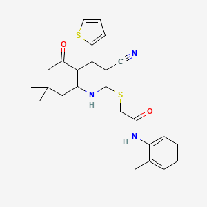 2-[(3-cyano-7,7-dimethyl-5-oxo-4-thiophen-2-yl-1,4,6,8-tetrahydroquinolin-2-yl)sulfanyl]-N-(2,3-dimethylphenyl)acetamide