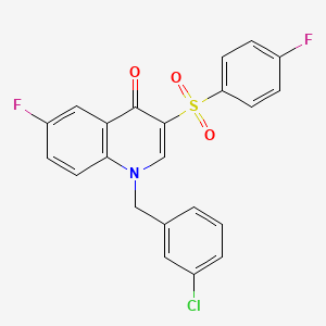 1-[(3-Chlorophenyl)methyl]-6-fluoro-3-(4-fluorophenyl)sulfonylquinolin-4-one
