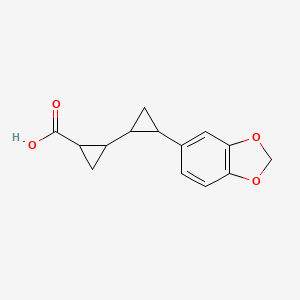2-[2-(1,3-Benzodioxol-5-yl)cyclopropyl]cyclopropane-1-carboxylic acid