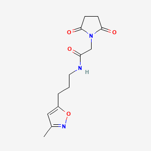 molecular formula C13H17N3O4 B2843721 2-(2,5-dioxopyrrolidin-1-yl)-N-(3-(3-methylisoxazol-5-yl)propyl)acetamide CAS No. 2034588-44-6