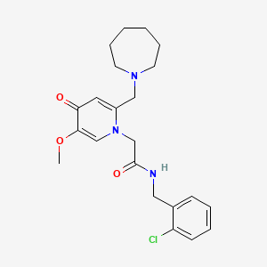 molecular formula C22H28ClN3O3 B2843725 2-(2-(azepan-1-ylmethyl)-5-methoxy-4-oxopyridin-1(4H)-yl)-N-(2-chlorobenzyl)acetamide CAS No. 1005307-84-5
