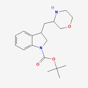 molecular formula C18H26N2O3 B2843735 tert-butyl 3-[(morpholin-3-yl)methyl]-2,3-dihydro-1H-indole-1-carboxylate CAS No. 2138288-33-0