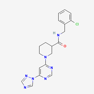 molecular formula C19H20ClN7O B2843737 1-(6-(1H-1,2,4-三唑-1-基)嘧啶-4-基)-N-(2-氯苯甲基)哌啶-3-羧酰胺 CAS No. 1797186-08-3