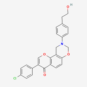 molecular formula C25H20ClNO4 B2843738 3-(4-chlorophenyl)-9-(4-(2-hydroxyethyl)phenyl)-9,10-dihydrochromeno[8,7-e][1,3]oxazin-4(8H)-one CAS No. 951931-61-6