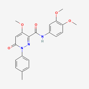 molecular formula C21H21N3O5 B2843739 N-(3,4-dimethoxyphenyl)-4-methoxy-1-(4-methylphenyl)-6-oxo-1,6-dihydropyridazine-3-carboxamide CAS No. 941926-95-0