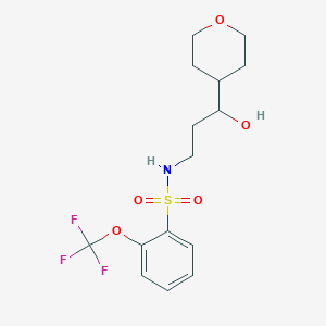 molecular formula C15H20F3NO5S B2843742 N-(3-hydroxy-3-(tetrahydro-2H-pyran-4-yl)propyl)-2-(trifluoromethoxy)benzenesulfonamide CAS No. 2034450-79-6