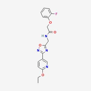 molecular formula C18H17FN4O4 B2843781 N-((3-(6-ethoxypyridin-3-yl)-1,2,4-oxadiazol-5-yl)methyl)-2-(2-fluorophenoxy)acetamide CAS No. 2034421-26-4