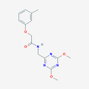 molecular formula C15H18N4O4 B2843793 N-[(4,6-dimethoxy-1,3,5-triazin-2-yl)methyl]-2-(3-methylphenoxy)acetamide CAS No. 2034539-01-8