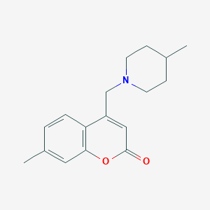 molecular formula C17H21NO2 B2843837 7-methyl-4-((4-methylpiperidin-1-yl)methyl)-2H-chromen-2-one CAS No. 750626-37-0