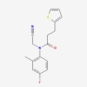 molecular formula C16H15FN2OS B2843842 N-(Cyanomethyl)-N-(4-fluoro-2-methylphenyl)-3-thiophen-2-ylpropanamide CAS No. 2418706-00-8