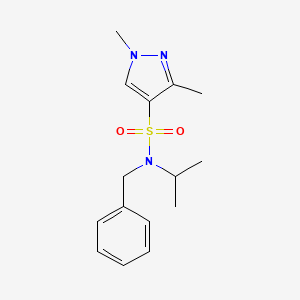 molecular formula C15H21N3O2S B2843847 N-benzyl-N-isopropyl-1,3-dimethyl-1H-pyrazole-4-sulfonamide CAS No. 1170870-52-6