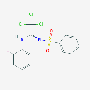 molecular formula C14H10Cl3FN2O2S B284385 N'-(benzenesulfonyl)-2,2,2-trichloro-N-(2-fluorophenyl)ethanimidamide 