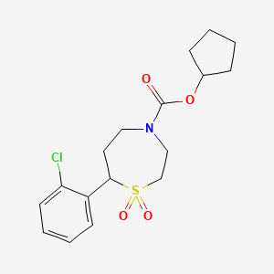 molecular formula C17H22ClNO4S B2843852 cyclopentyl 7-(2-chlorophenyl)-1,1-dioxo-1lambda6,4-thiazepane-4-carboxylate CAS No. 2176201-32-2