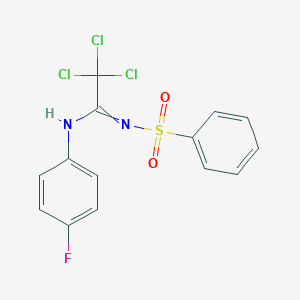 molecular formula C14H10Cl3FN2O2S B284388 N'-(benzenesulfonyl)-2,2,2-trichloro-N-(4-fluorophenyl)ethanimidamide 