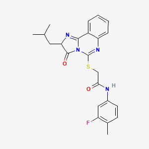 molecular formula C23H23FN4O2S B2843884 N-(3-fluoro-4-methylphenyl)-2-((2-isobutyl-3-oxo-2,3-dihydroimidazo[1,2-c]quinazolin-5-yl)thio)acetamide CAS No. 1173778-45-4