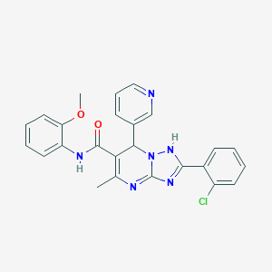 molecular formula C25H21ClN6O2 B284391 2-(2-chlorophenyl)-N-(2-methoxyphenyl)-5-methyl-7-pyridin-3-yl-1,7-dihydro-[1,2,4]triazolo[1,5-a]pyrimidine-6-carboxamide 