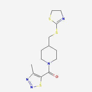 (4-(((4,5-Dihydrothiazol-2-yl)thio)methyl)piperidin-1-yl)(4-methyl-1,2,3-thiadiazol-5-yl)methanone