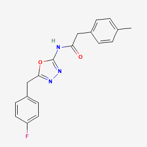 molecular formula C18H16FN3O2 B2843930 N-(5-(4-fluorobenzyl)-1,3,4-oxadiazol-2-yl)-2-(p-tolyl)acetamide CAS No. 954599-29-2