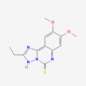 molecular formula C13H14N4O2S B2843938 2-ethyl-8,9-dimethoxy[1,2,4]triazolo[1,5-c]quinazoline-5(6H)-thione CAS No. 860610-83-9